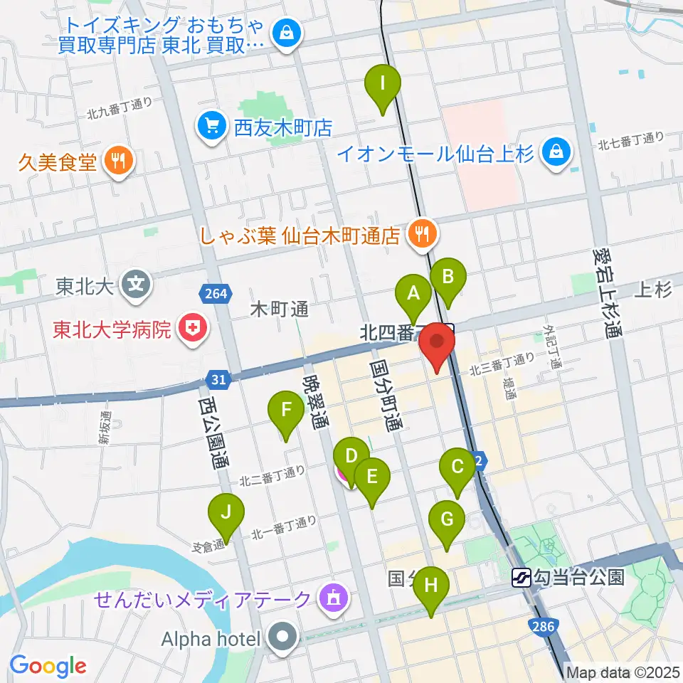 松尾弦楽器 仙台店周辺のホテル一覧地図