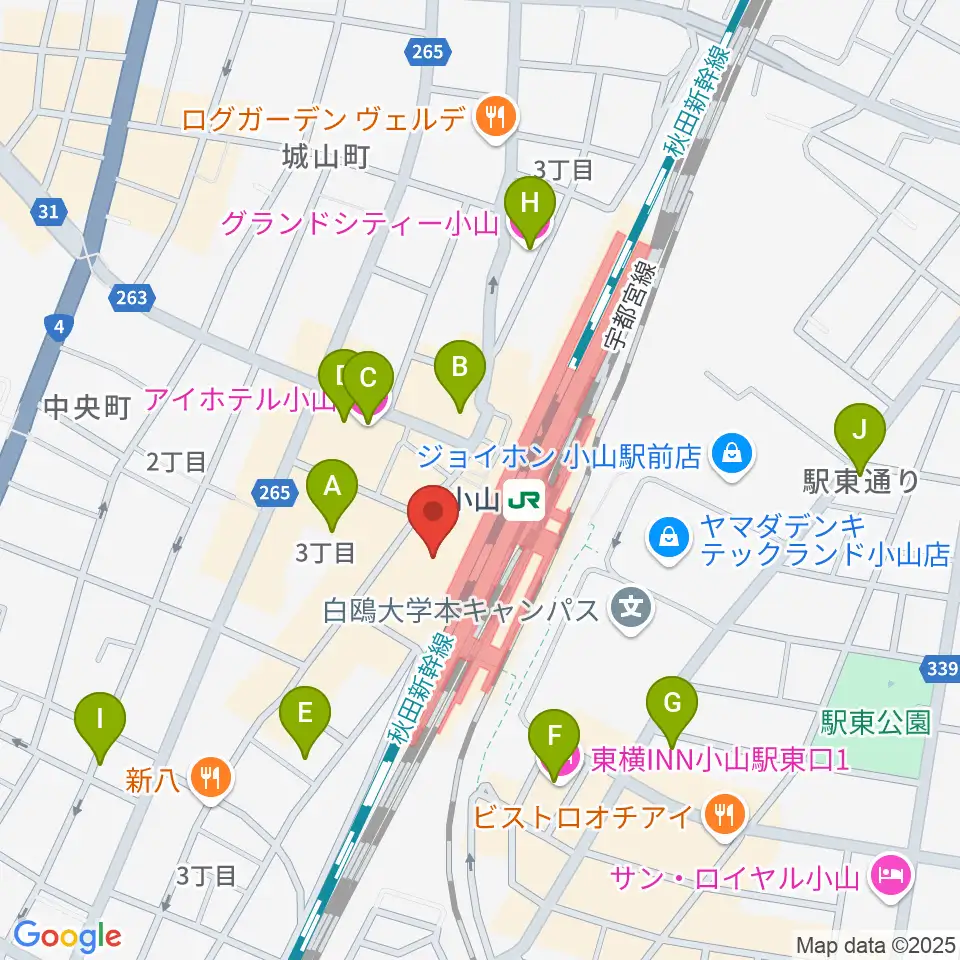 小山市立生涯学習センター周辺のホテル一覧地図