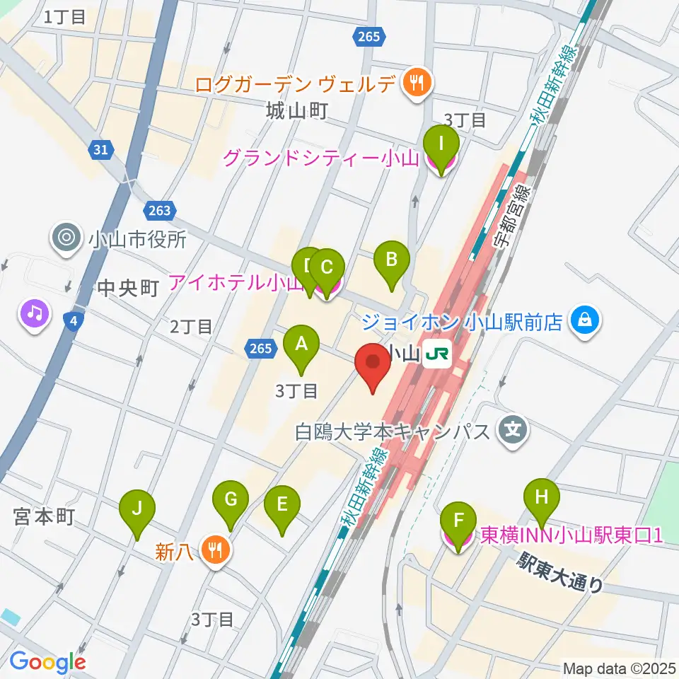 小山市立生涯学習センター周辺のホテル一覧地図