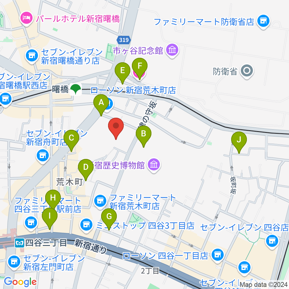 四谷ボビーズ周辺のホテル一覧地図