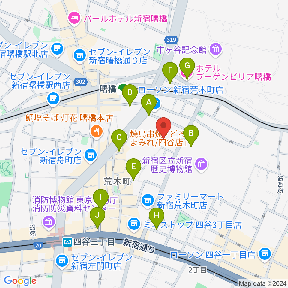 四谷ボビーズ周辺のホテル一覧地図