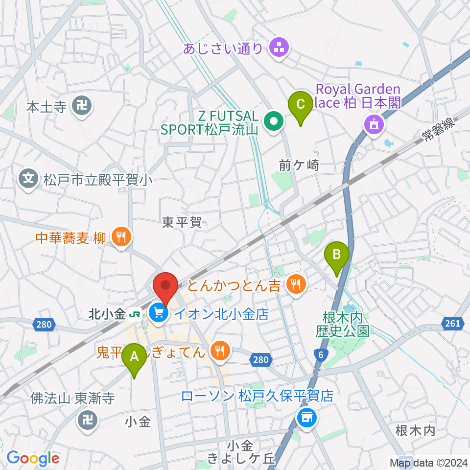 北小金Throbber周辺のホテル一覧地図