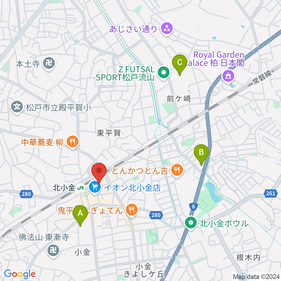 北小金Throbber周辺のホテル一覧地図