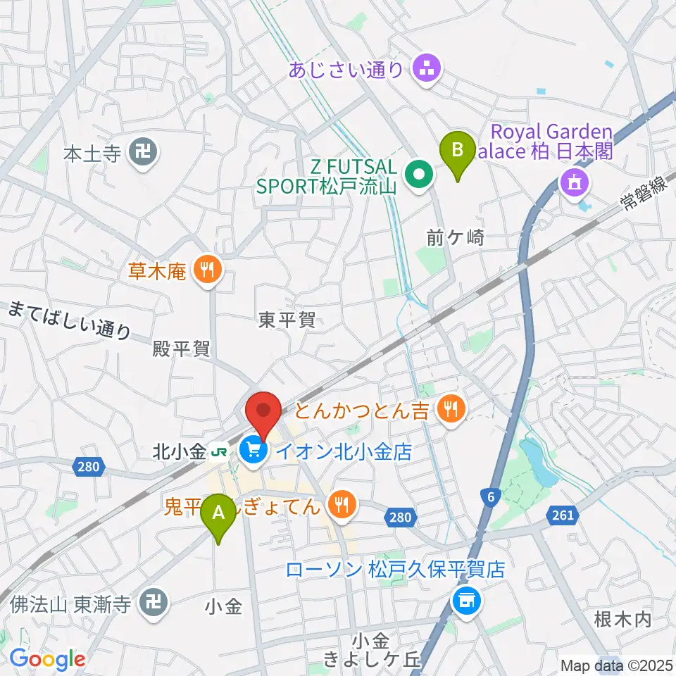 北小金Throbber周辺のホテル一覧地図