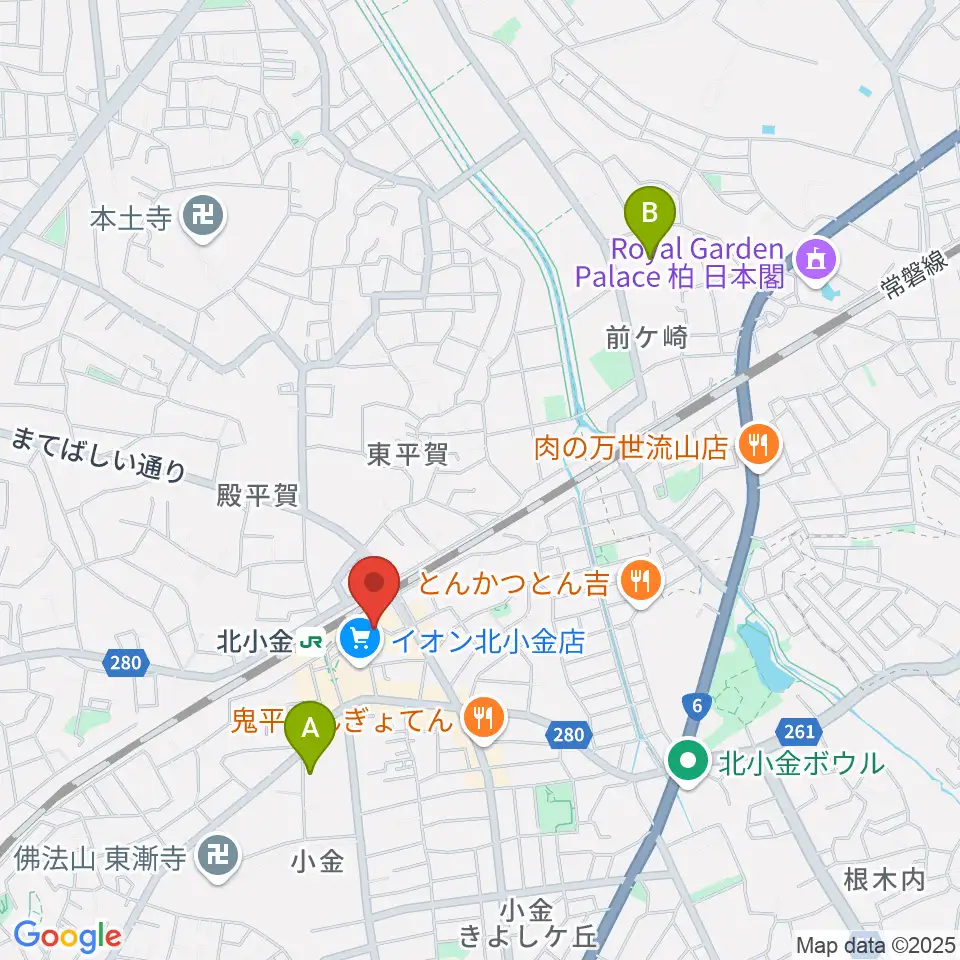北小金Throbber周辺のホテル一覧地図