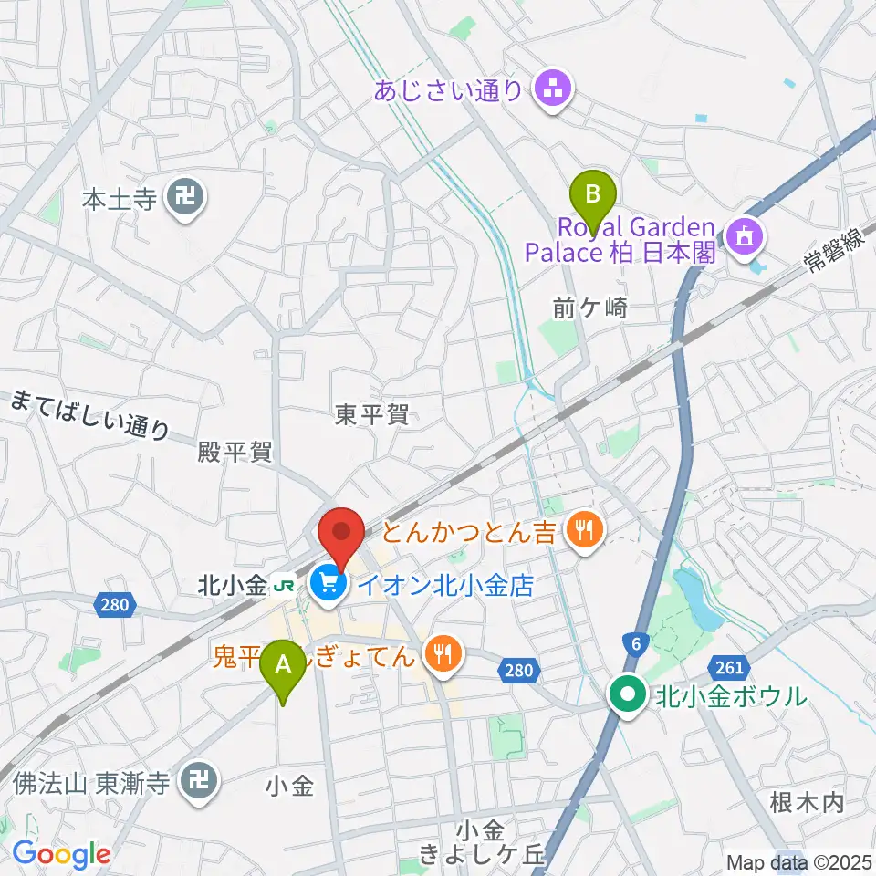 北小金Throbber周辺のホテル一覧地図
