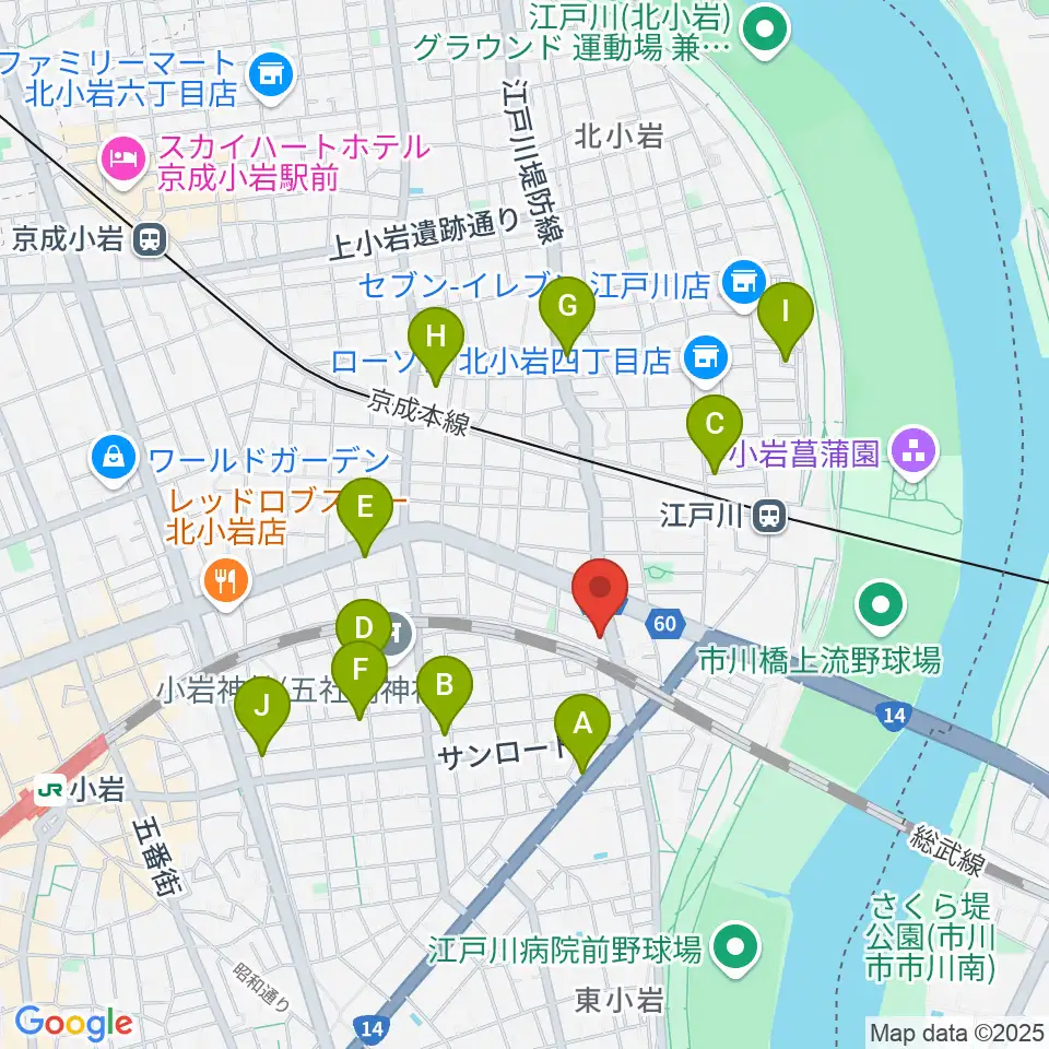 小岩アーバンプラザ周辺のホテル一覧地図