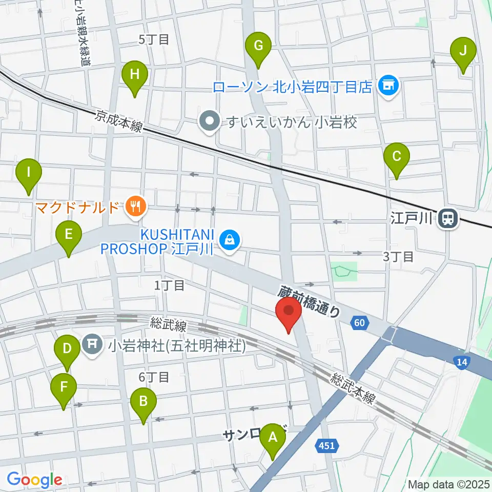 小岩アーバンプラザ周辺のホテル一覧地図