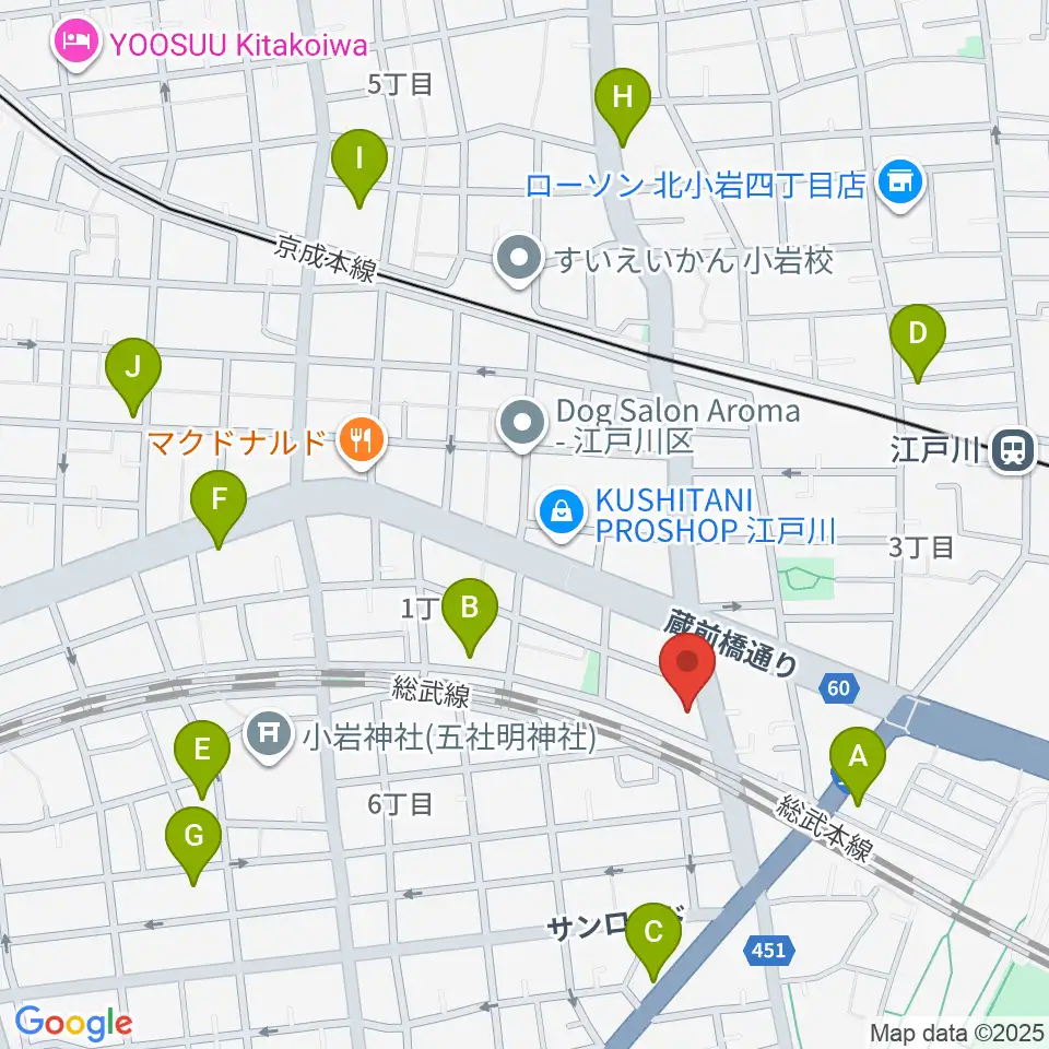 小岩アーバンプラザ周辺のホテル一覧地図