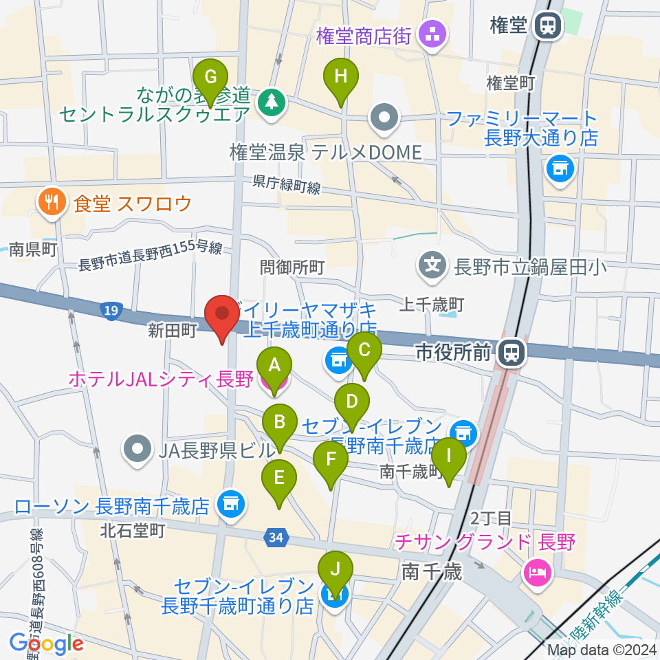 もんぜんぷら座周辺のホテル一覧地図