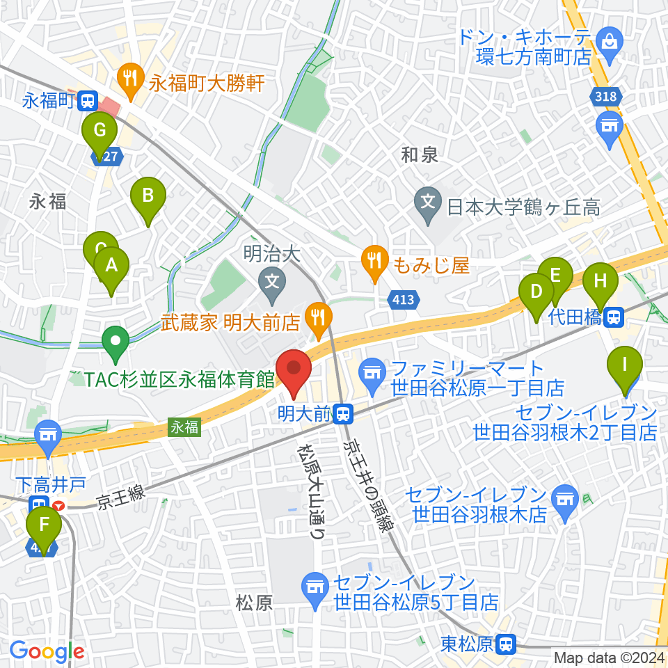 明大前LIVRE周辺のホテル一覧地図