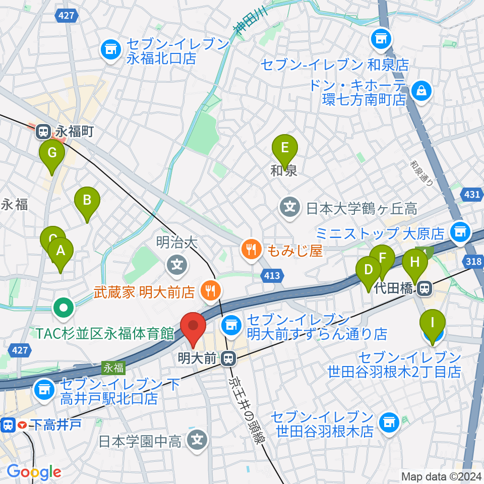 明大前LIVRE周辺のホテル一覧地図