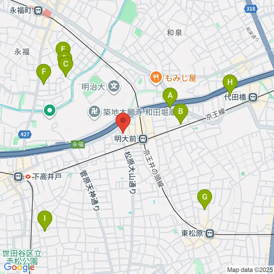 明大前LIVRE周辺のホテル一覧地図