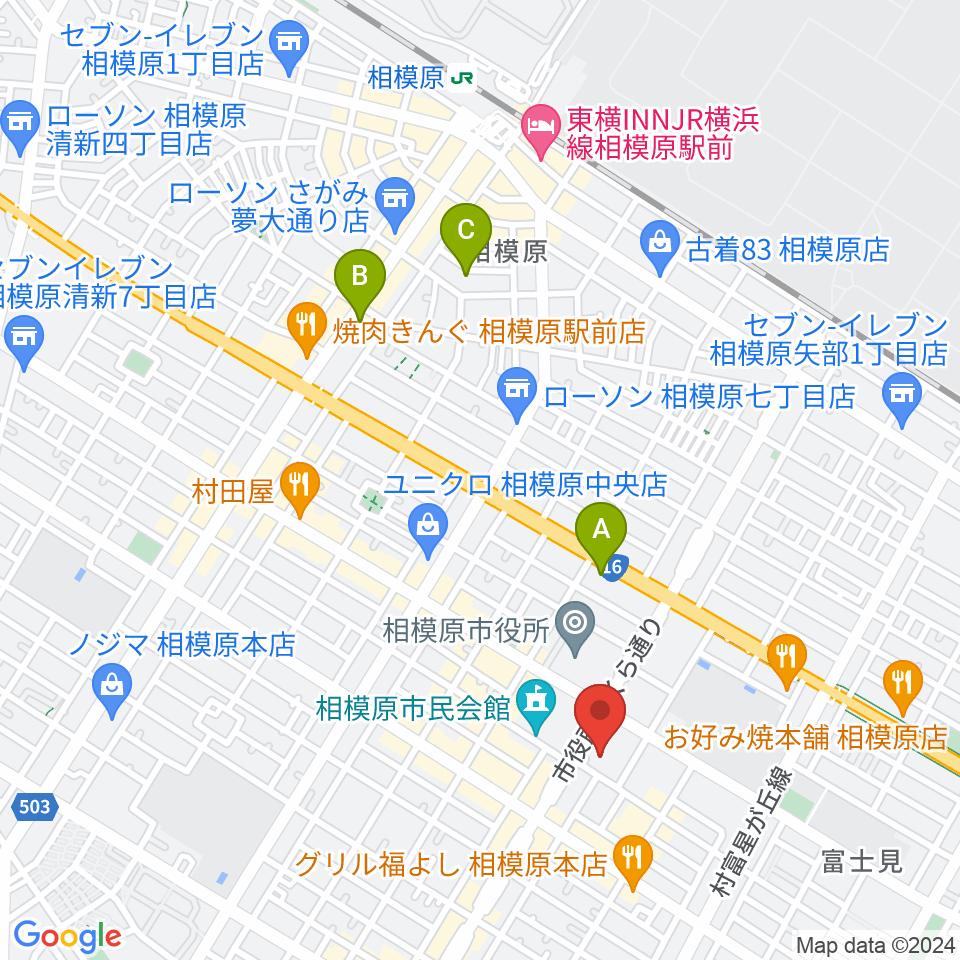 相模原市立あじさい会館周辺のホテル一覧地図