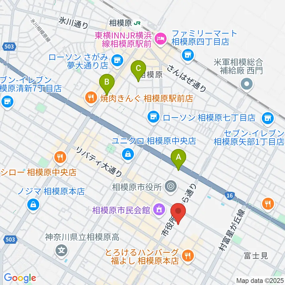 相模原市立あじさい会館周辺のホテル一覧地図
