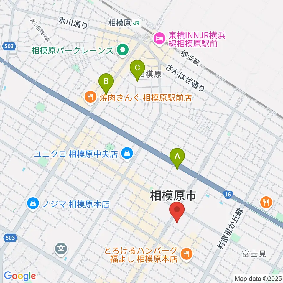 相模原市立あじさい会館周辺のホテル一覧地図