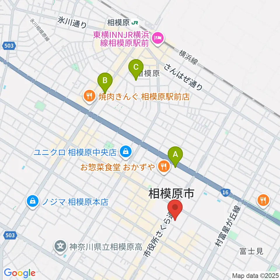 相模原市立あじさい会館周辺のホテル一覧地図