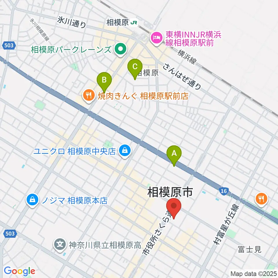 相模原市立あじさい会館周辺のホテル一覧地図