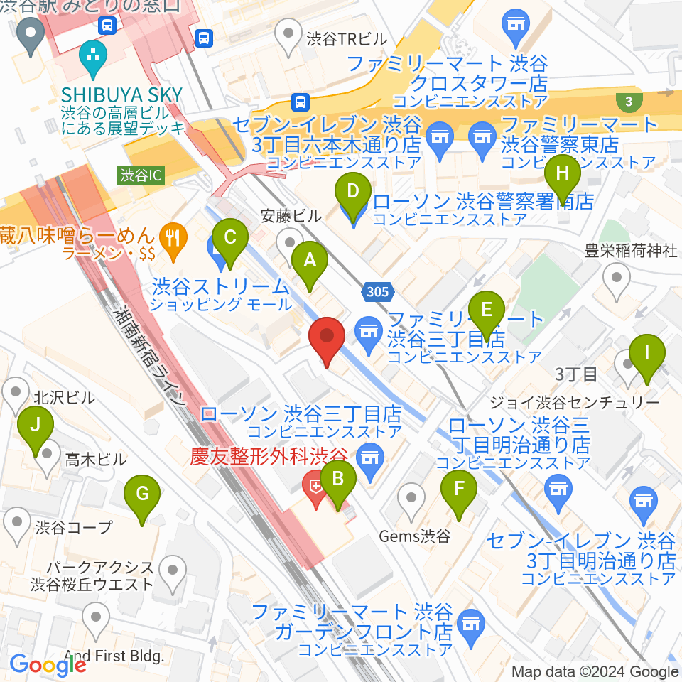 渋谷のラジオ周辺のホテル一覧地図