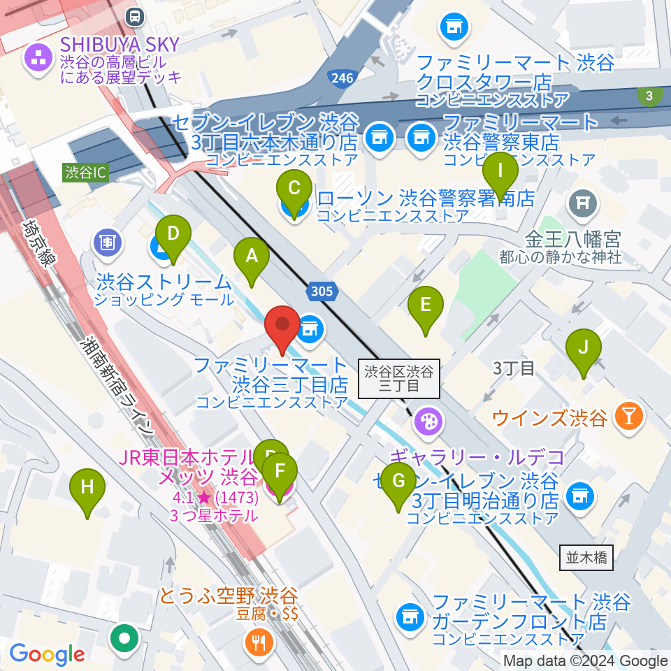 渋谷のラジオ周辺のホテル一覧地図