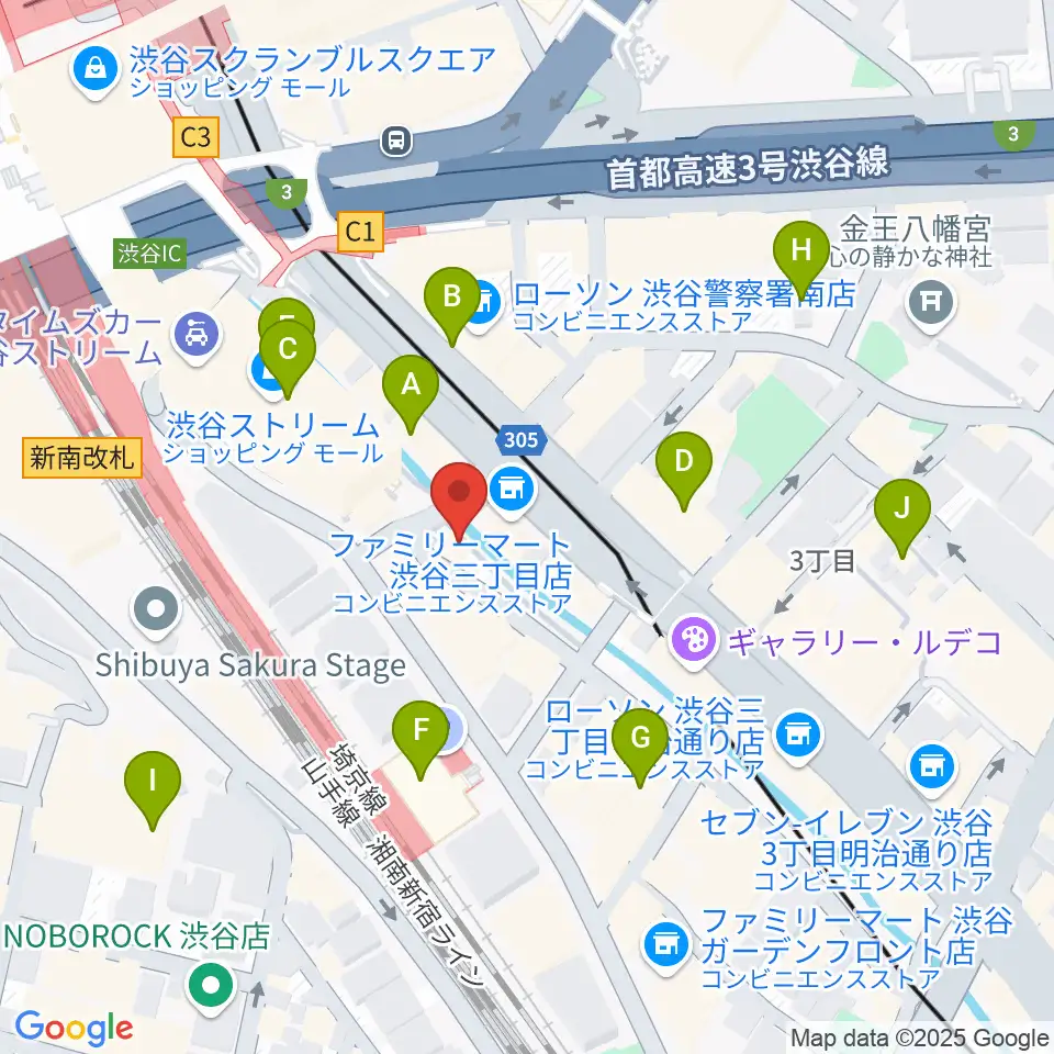 渋谷のラジオ周辺のホテル一覧地図