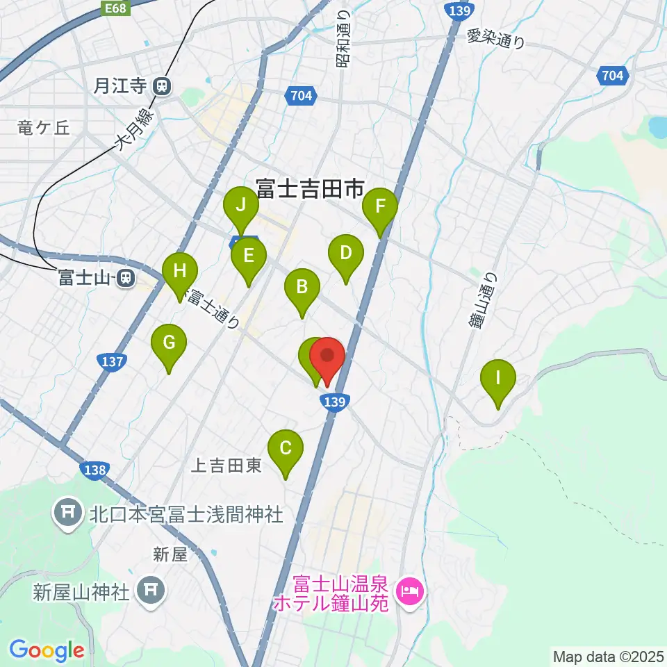 エフエムふじごこ周辺のホテル一覧地図