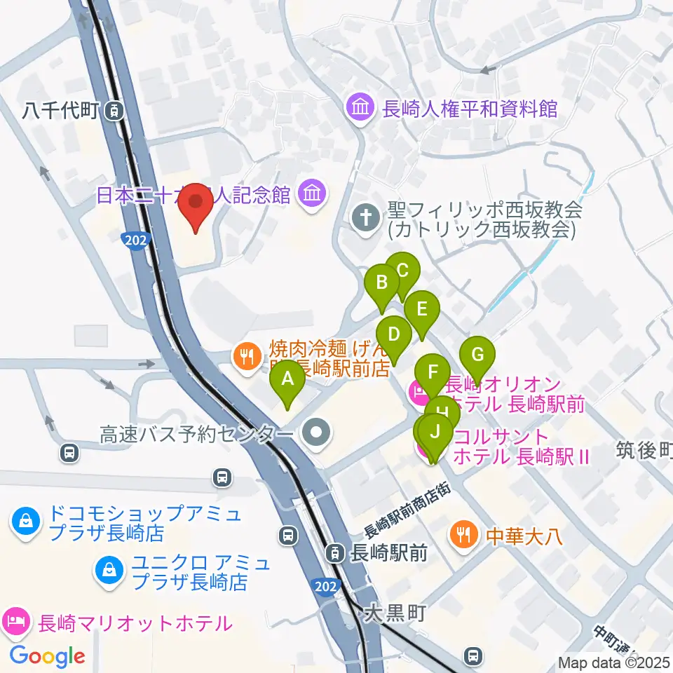 島村楽器 長崎駅前店周辺のホテル一覧地図
