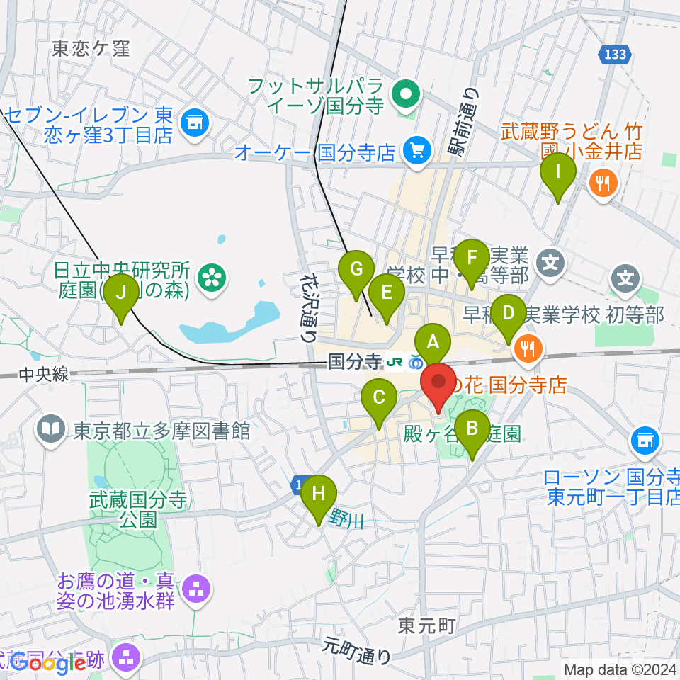 国分寺ラバーソウル周辺のホテル一覧地図