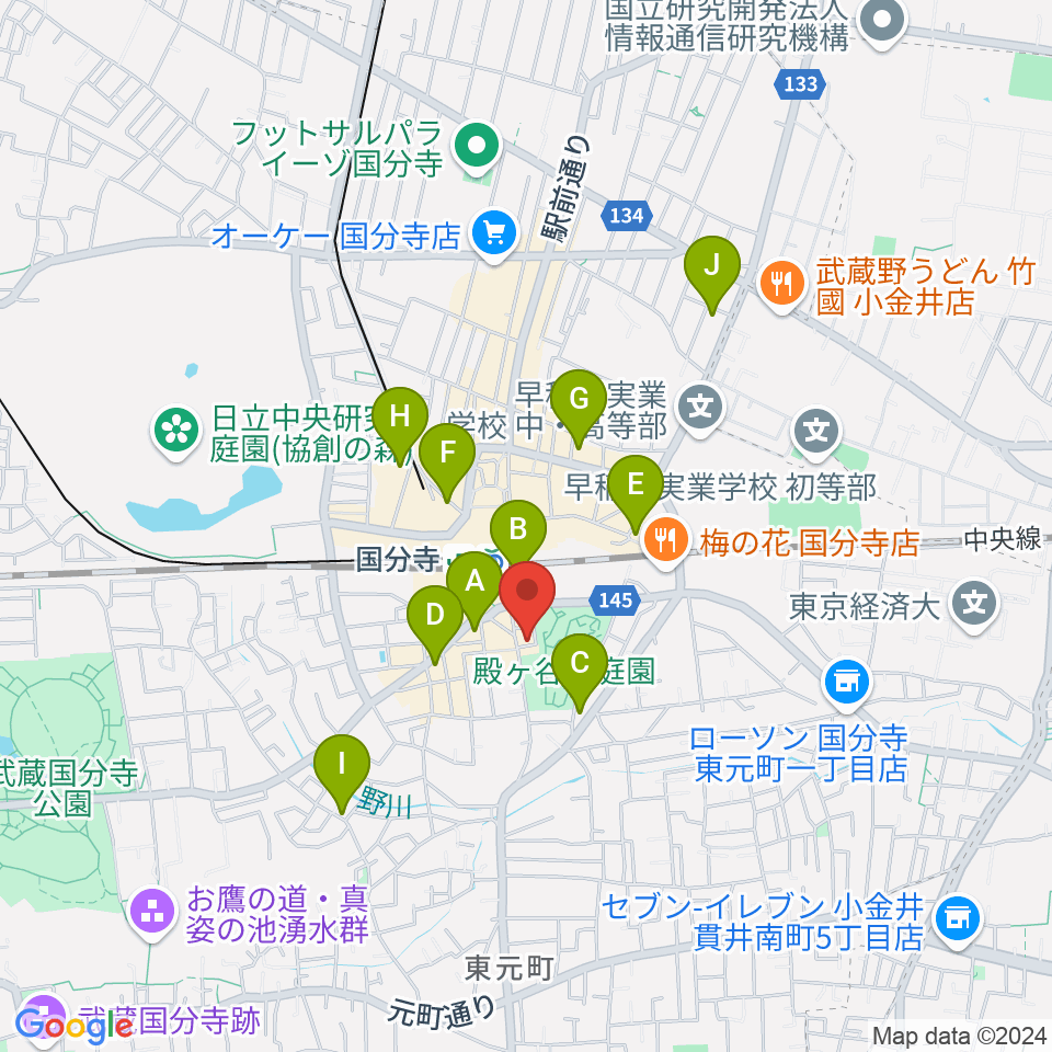 国分寺ラバーソウル周辺のホテル一覧地図