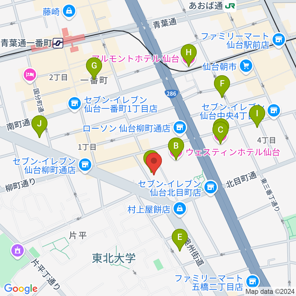 仙台BARTAKE周辺のホテル一覧地図