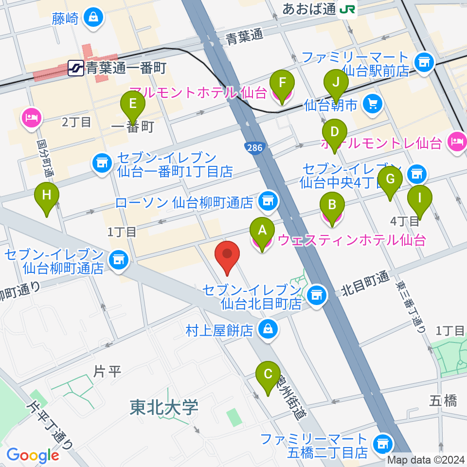 仙台BARTAKE周辺のホテル一覧地図