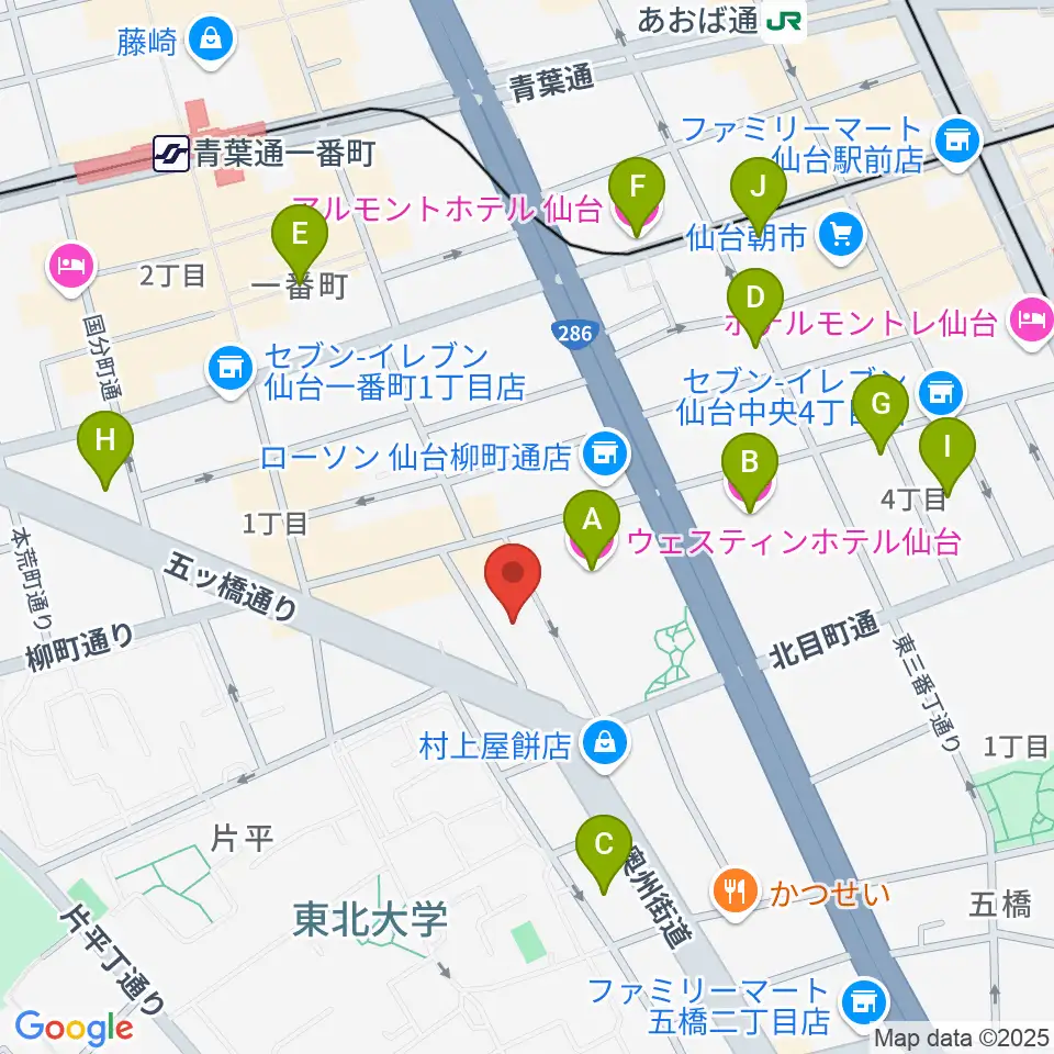 仙台BARTAKE周辺のホテル一覧地図