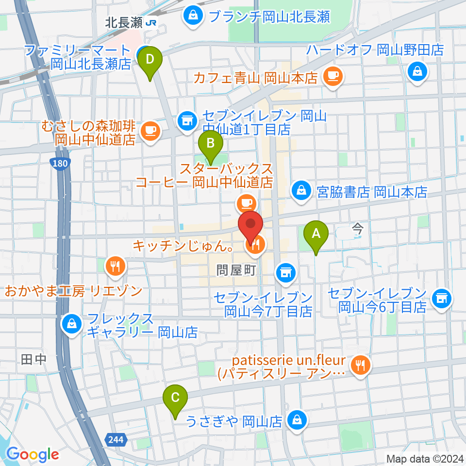 グレースハープ岡山店周辺のホテル一覧地図