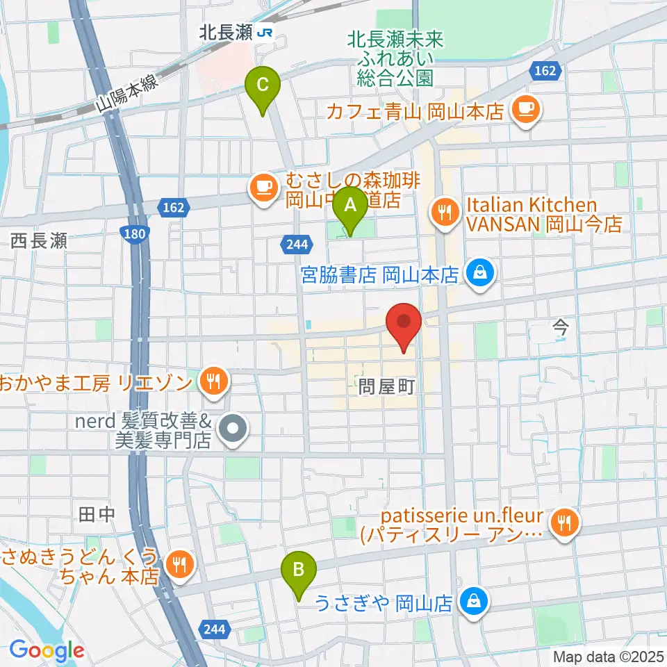 グレースハープ岡山店周辺のホテル一覧地図