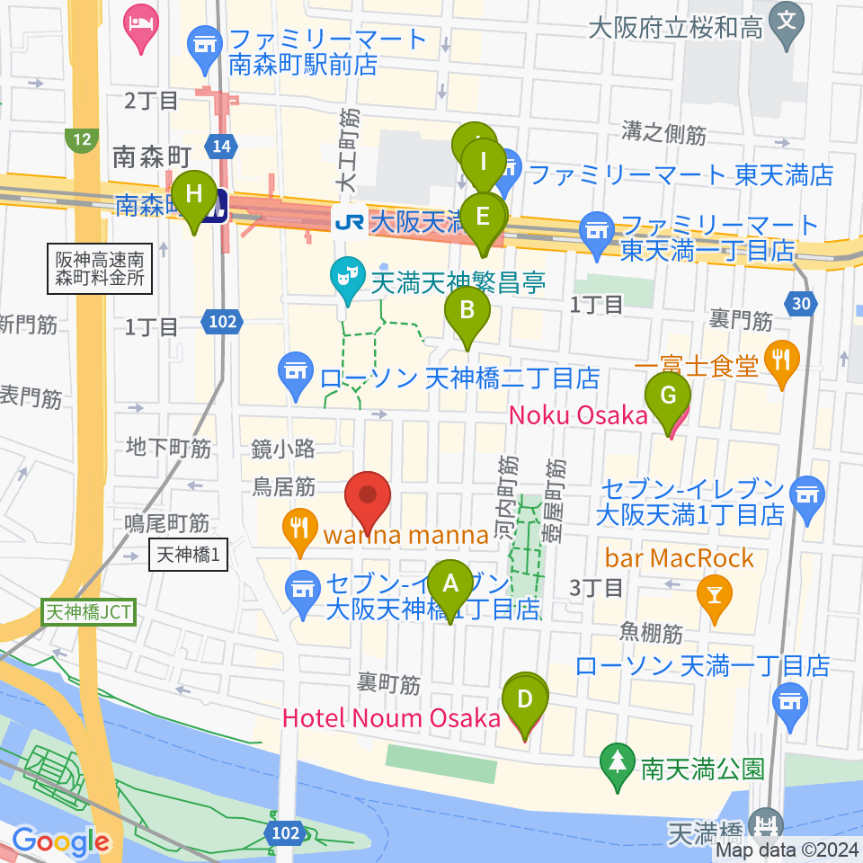 大阪天満宮 音凪周辺のホテル一覧地図