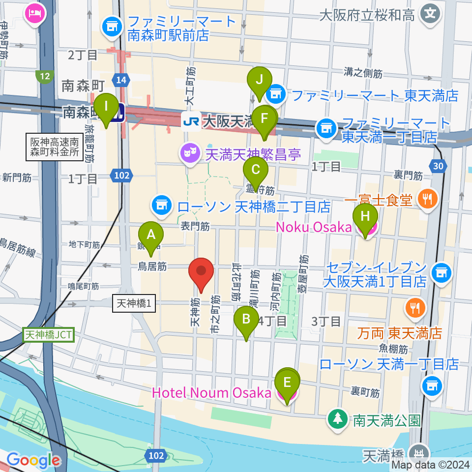 大阪天満宮 音凪周辺のホテル一覧地図