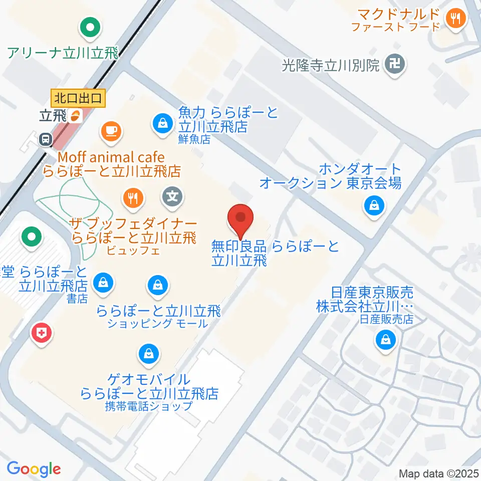 宮地楽器ららぽーと立川立飛店周辺のホテル一覧地図