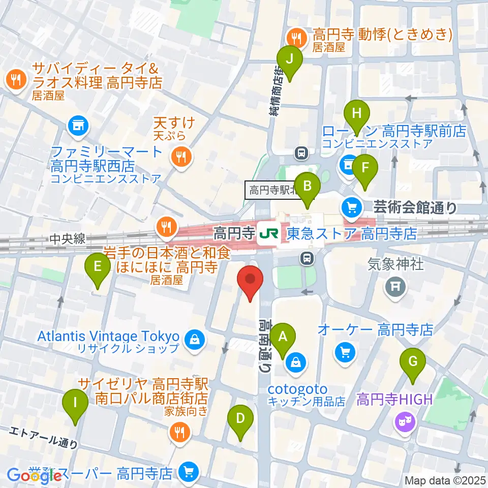 高円寺AG22周辺のホテル一覧地図