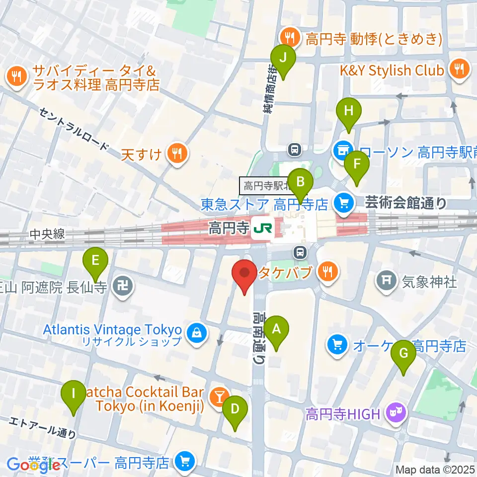 高円寺AG22周辺のホテル一覧地図