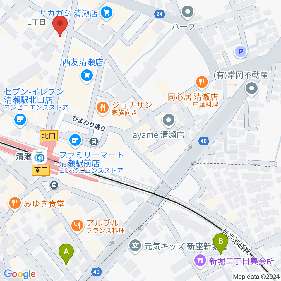 宮地楽器 清瀬センター周辺のホテル一覧地図