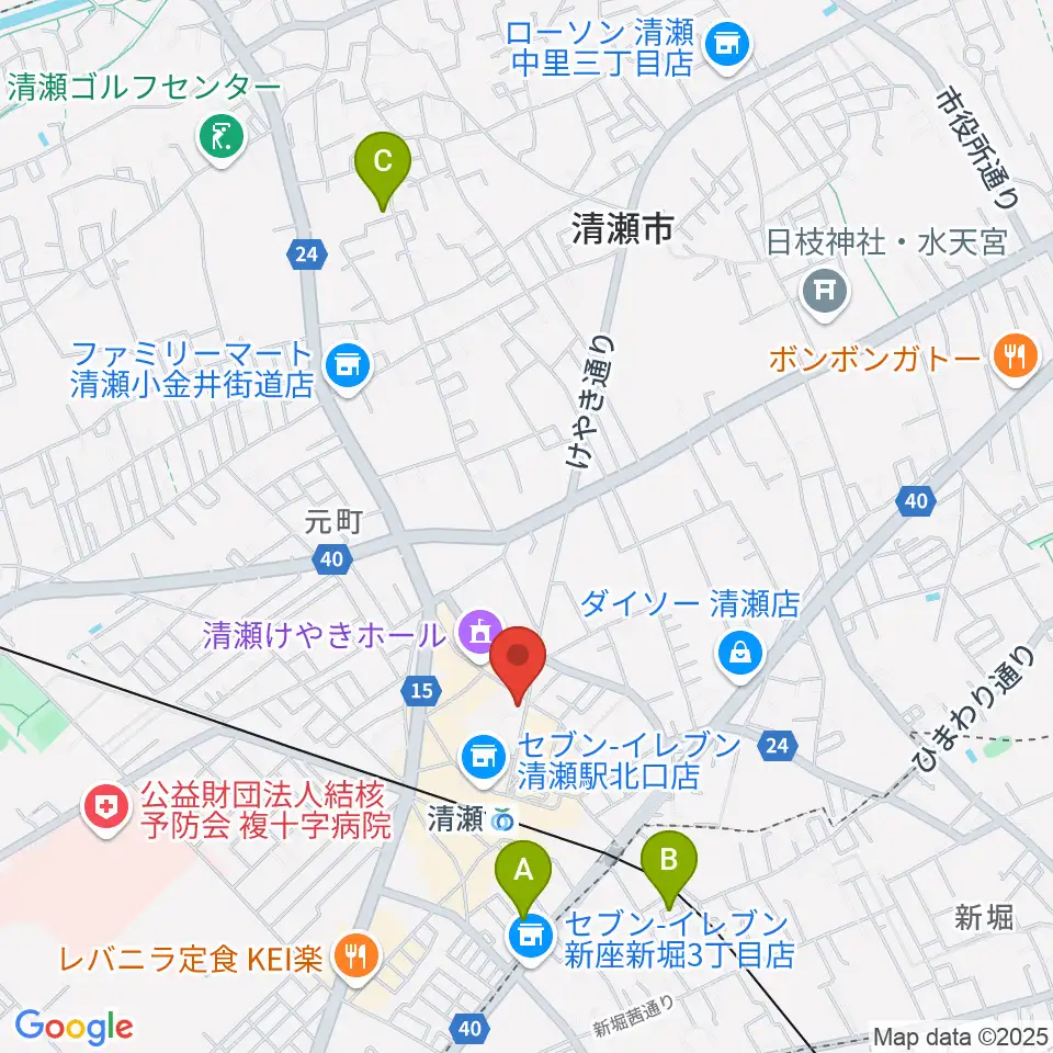 宮地楽器 清瀬センター周辺のホテル一覧地図