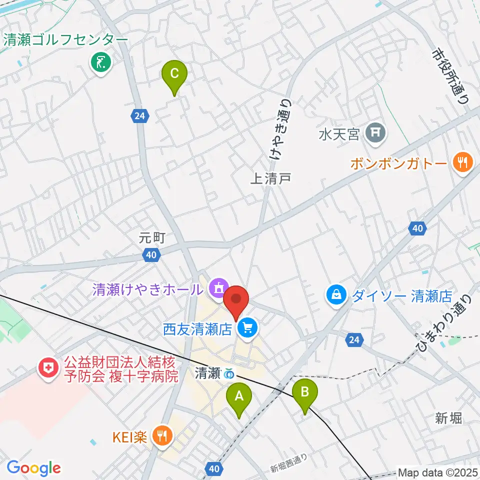 宮地楽器 清瀬センター周辺のホテル一覧地図
