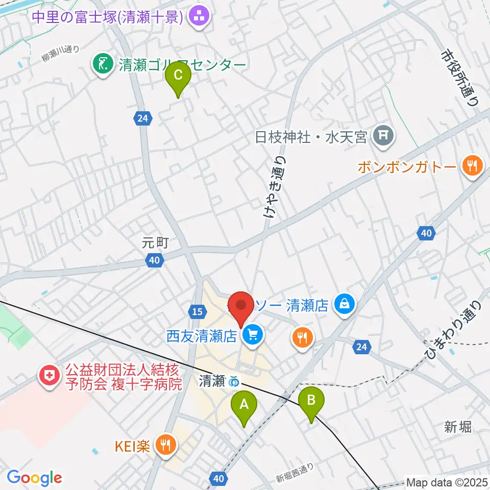 宮地楽器 清瀬センター周辺のホテル一覧地図
