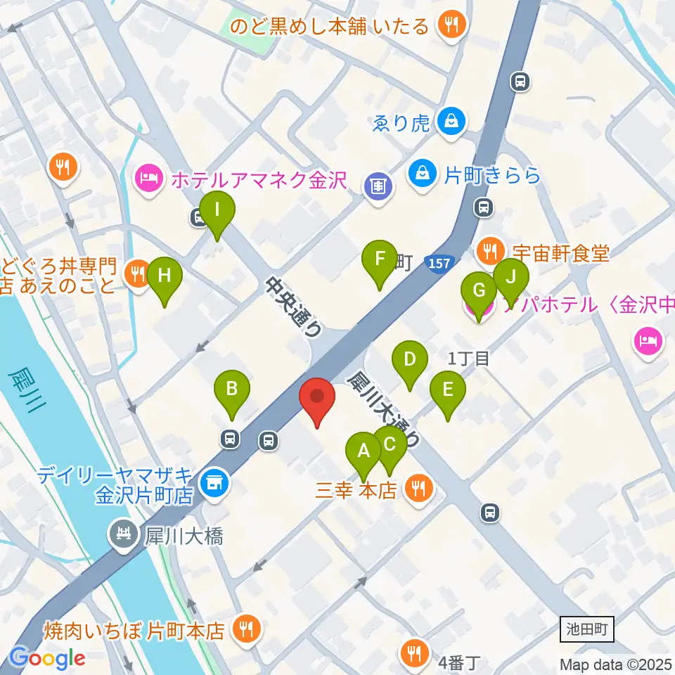 金沢エイトホール周辺のホテル一覧地図