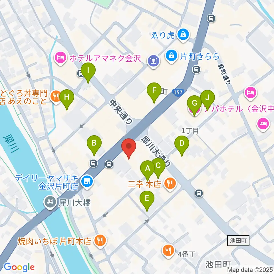 金沢エイトホール周辺のホテル一覧地図