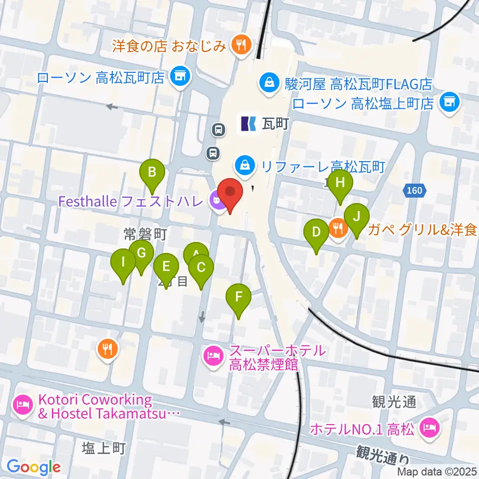 高松フェストハレ周辺のホテル一覧地図