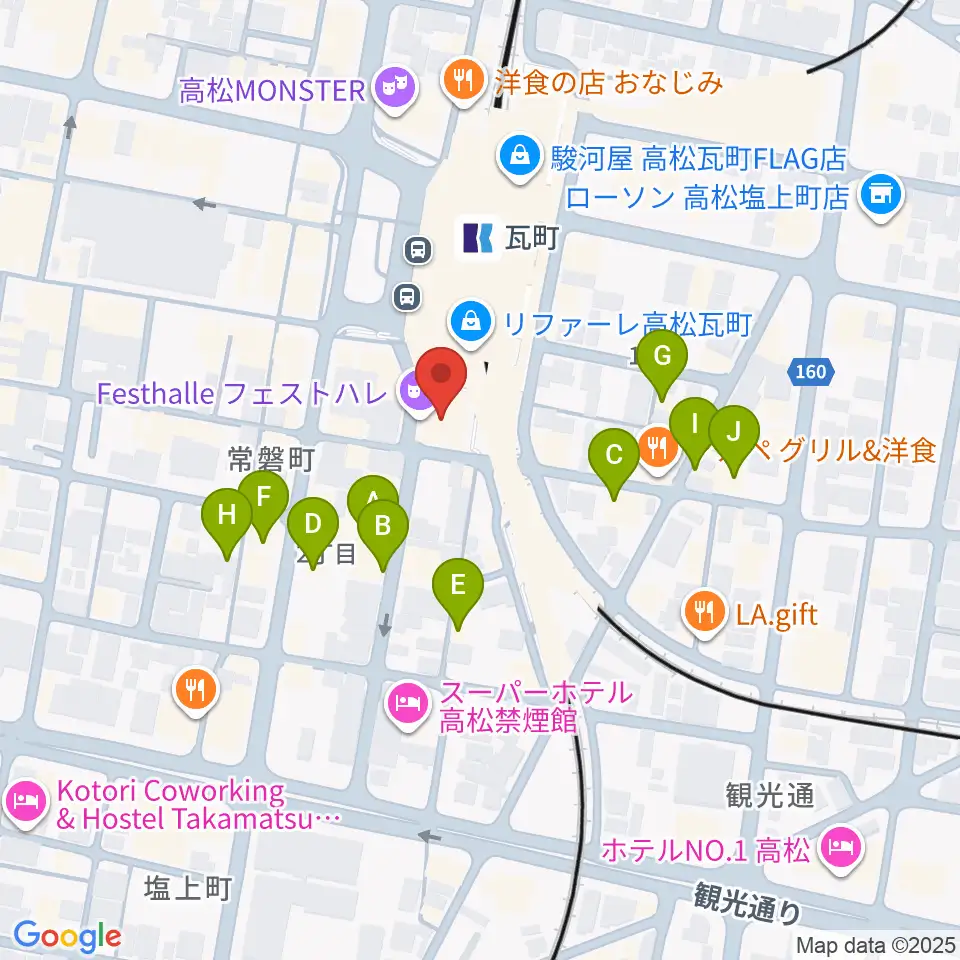 高松フェストハレ周辺のホテル一覧地図