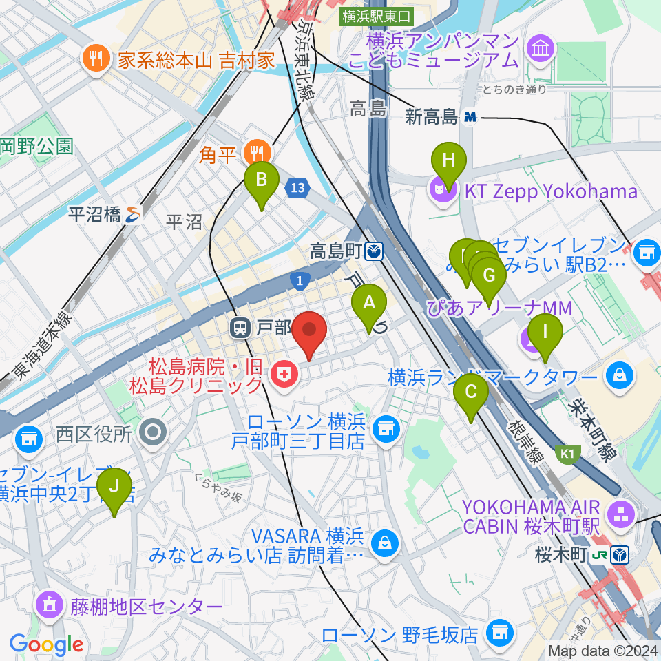 ボヌールサロン周辺のホテル一覧地図