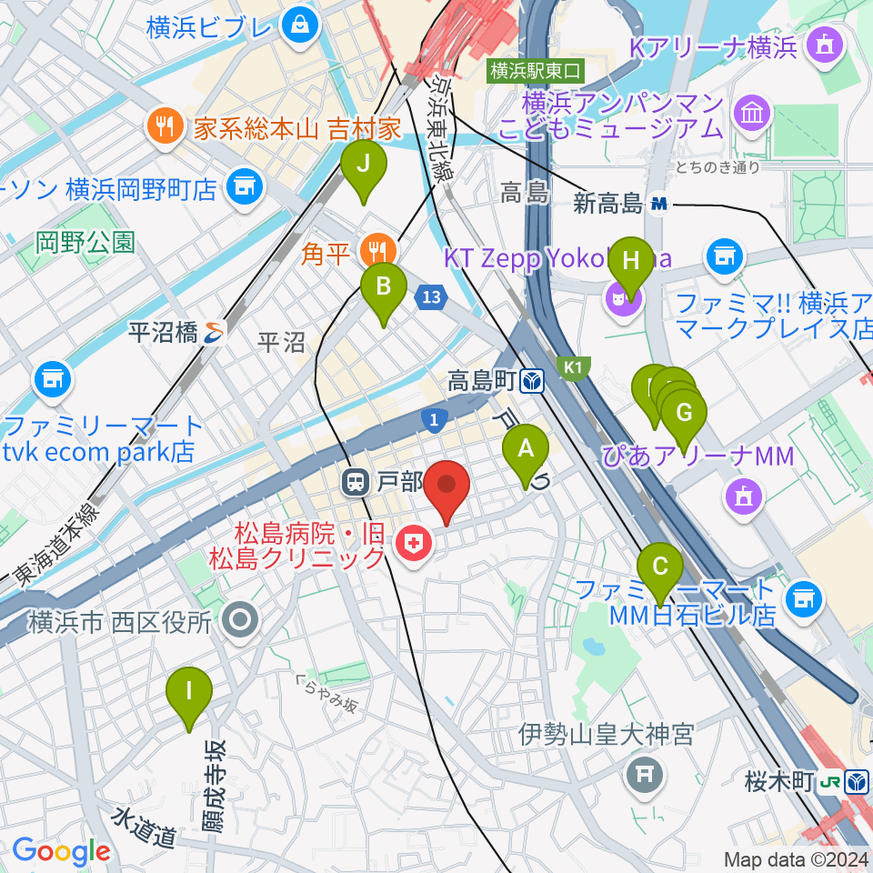 ボヌールサロン周辺のホテル一覧地図