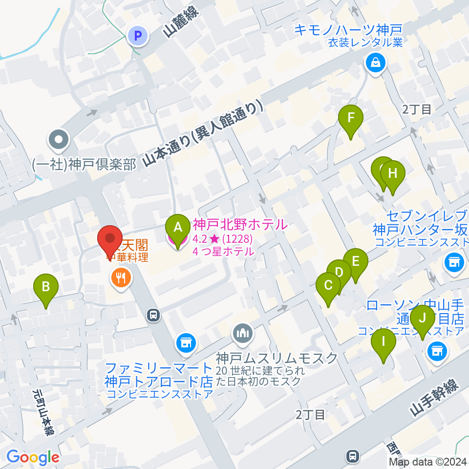 神戸BIG APPLE周辺のホテル一覧地図